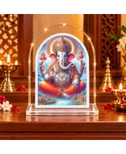 Lord Ganesha L Shape Acrylic Showpiece 3 X 3.5 Inch For Home, Office And Car (F175832)
