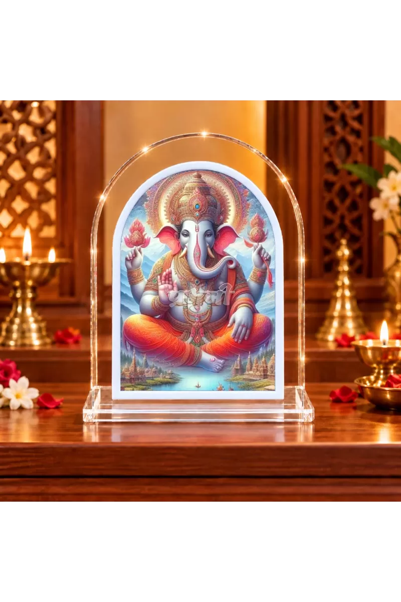 Lord Ganesha L Shape Acrylic Showpiece 3 X 3.5 Inch For Home, Office And Car (F175832)
