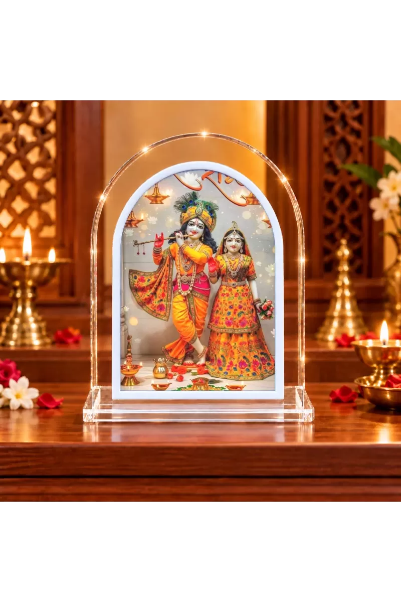 Radha Krishna L Shape Acrylic Showpiece 3 X 3.5 Inch For Home, Office And Car (F175834)