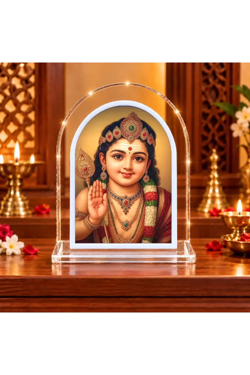 Lord Murugan L Shape Acrylic Showpiece 3 X 3.5 Inch For Home, Office And Car (F175837)