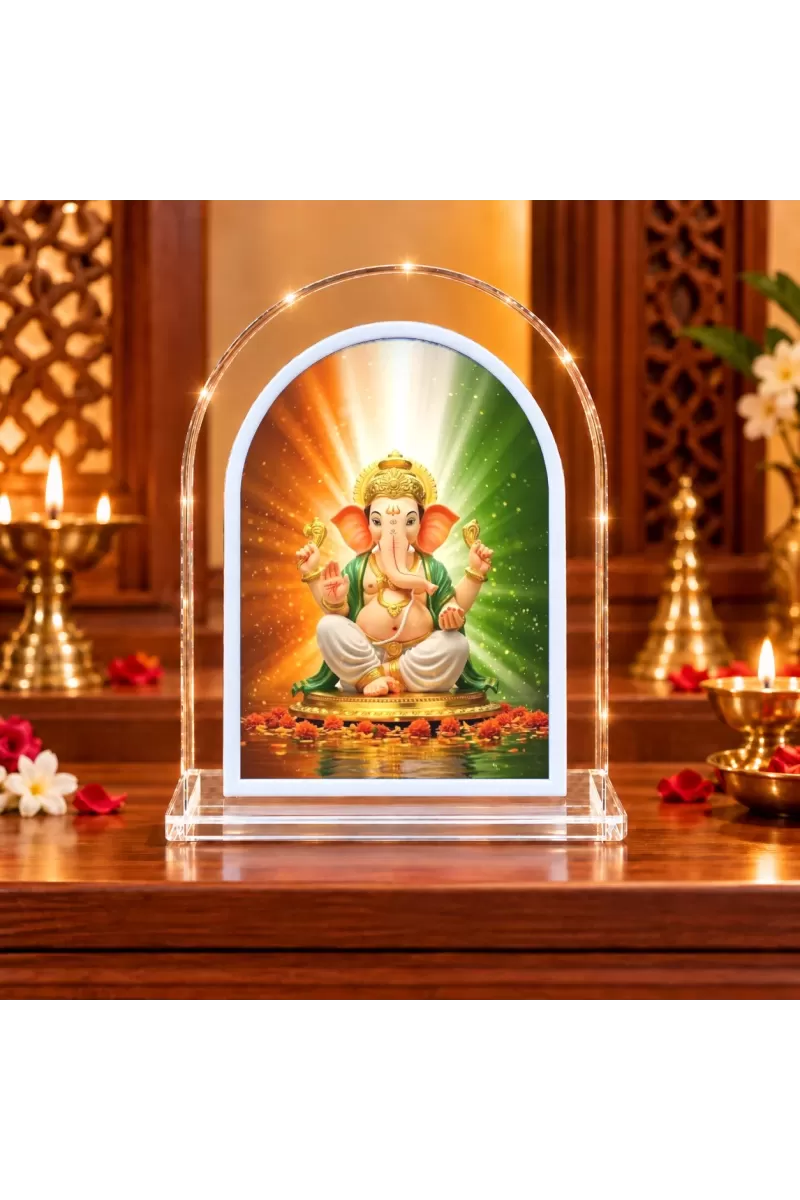 Lord Ganesha L Shape Acrylic Showpiece 3 X 3.5 Inch For Home, Office And Car (F175839)