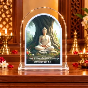 Buddha L Shape Acrylic Showpiece 3 X 3.5 Inch For Home, Office And Car (F175843)