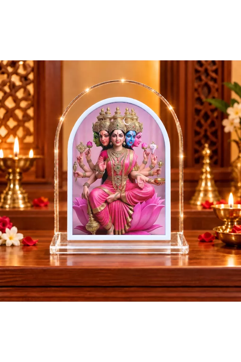 Gayatri Mata L Shape Acrylic Showpiece 3 X 3.5 Inch For Home, Office And Car (F175844)