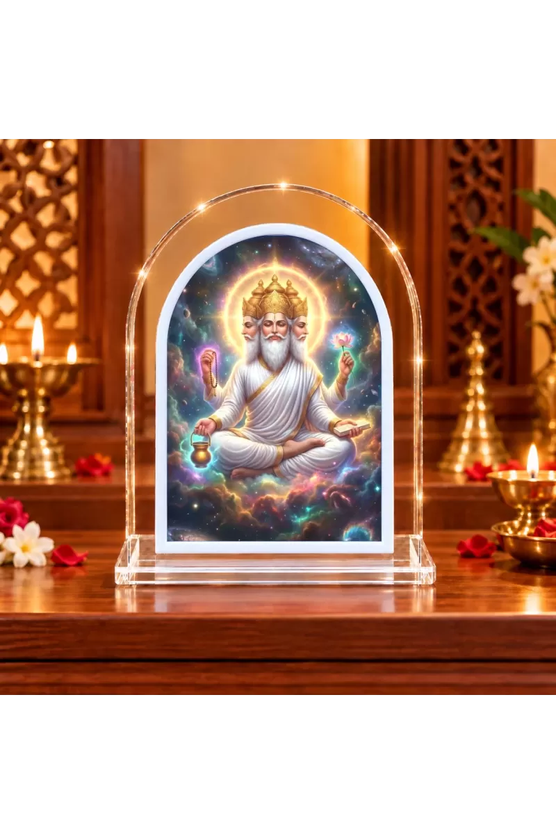 Lord Brahma L Shape Acrylic Showpiece 3 X 3.5 Inch For Home, Office And Car (F175845)