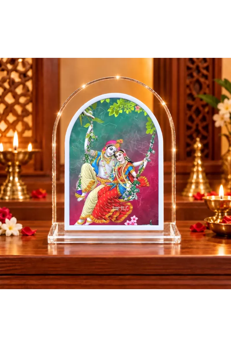 Radha Krishna L Shape Acrylic Showpiece 3 X 3.5 Inch For Home, Office And Car (F175847)