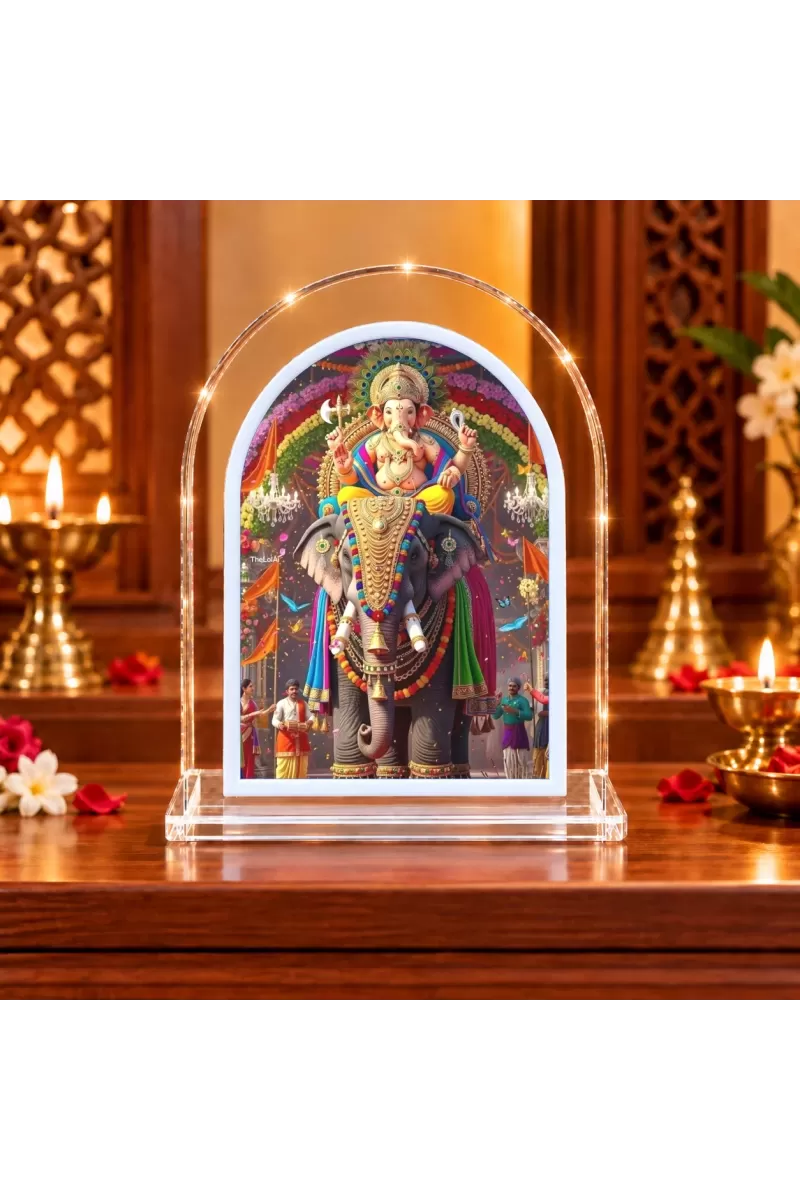 Lord Ganesha L Shape Acrylic Showpiece 3 X 3.5 Inch For Home, Office And Car (F175849)