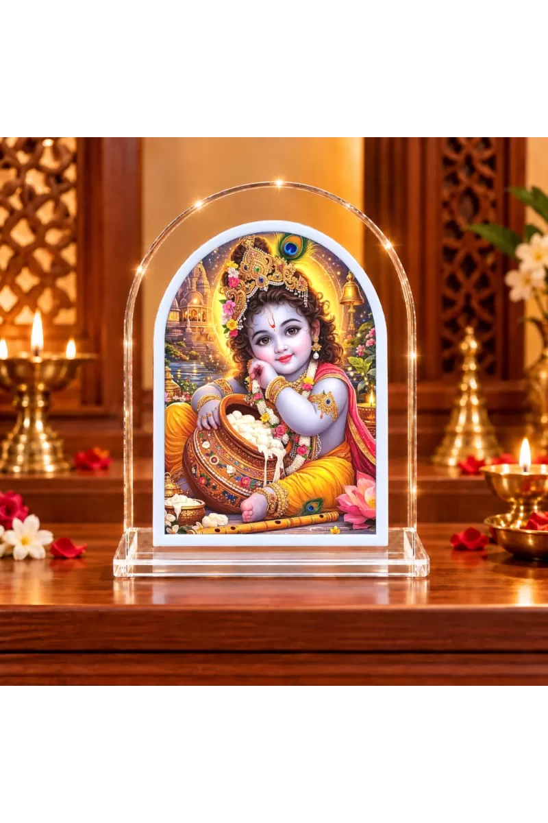 Lord Krishna L Shape Acrylic Showpiece 3 X 3.5 Inch For Home, Office And Car (F175851)