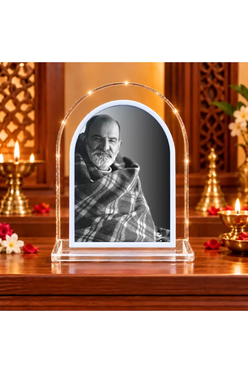 Neem Karoli Baba L Shape Acrylic Showpiece 3 X 3.5 Inch For Home, Office And Car (F175853)