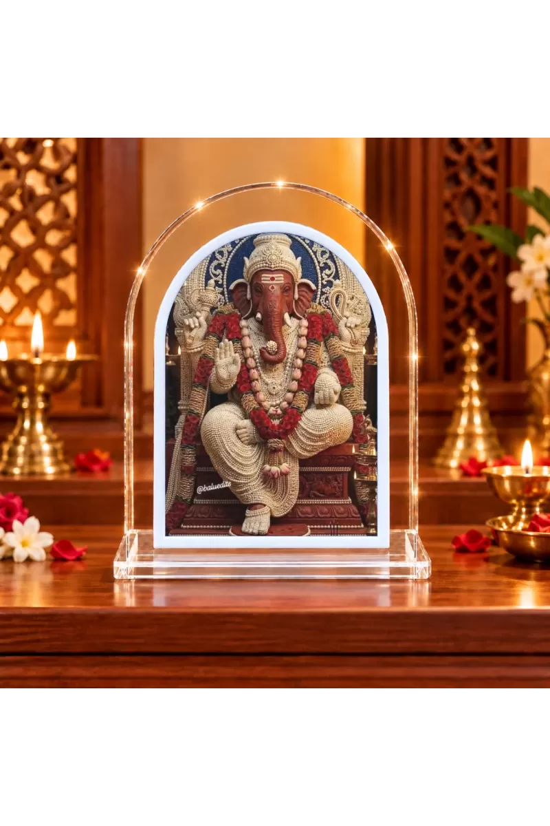 Lord Ganesha L Shape Acrylic Showpiece 3 X 3.5 Inch For Home, Office And Car (F175854)