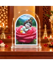 Lord Krishna L Shape Acrylic Showpiece 3 X 3.5 Inch For Home, Office And Car (F175855)