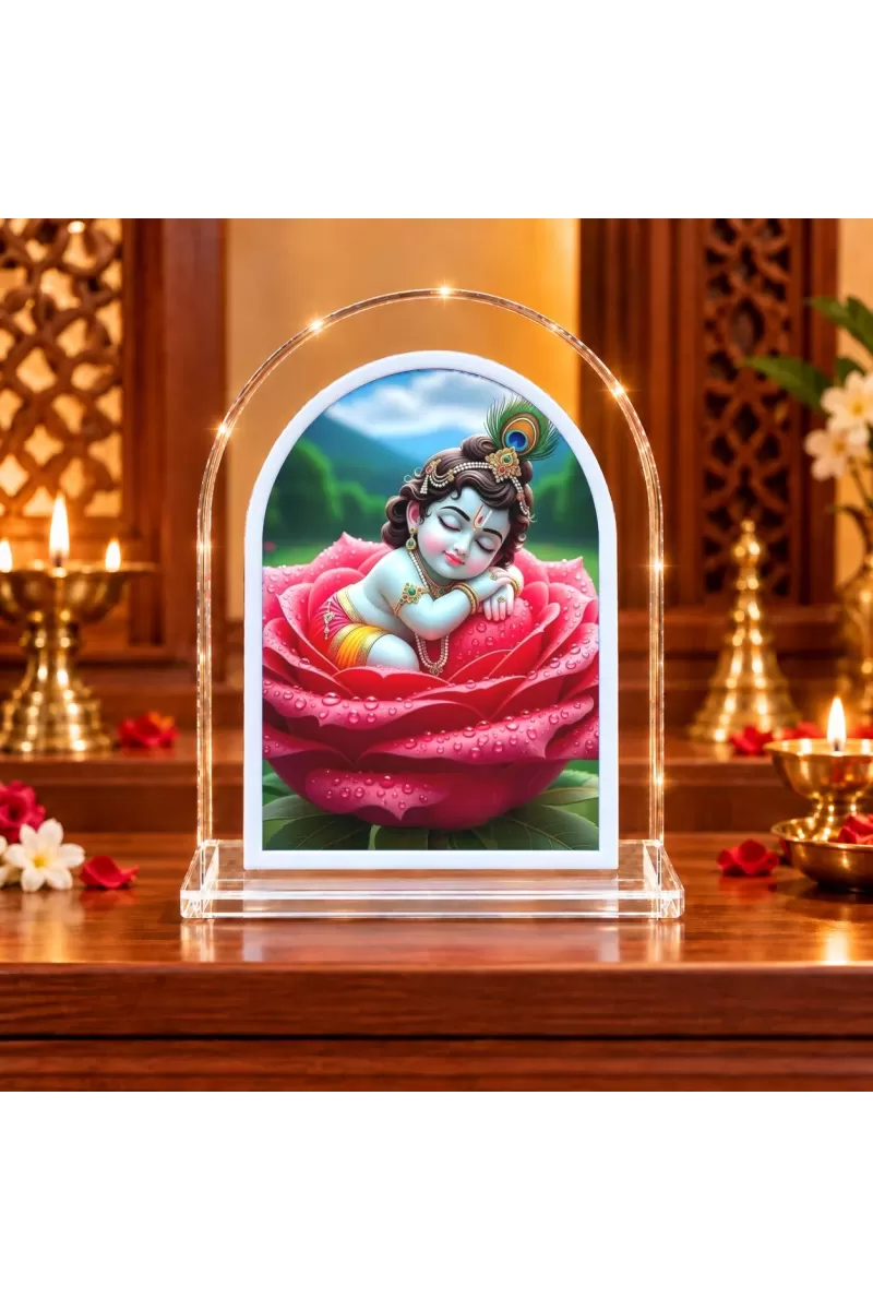 Lord Krishna L Shape Acrylic Showpiece 3 X 3.5 Inch For Home, Office And Car (F175855)
