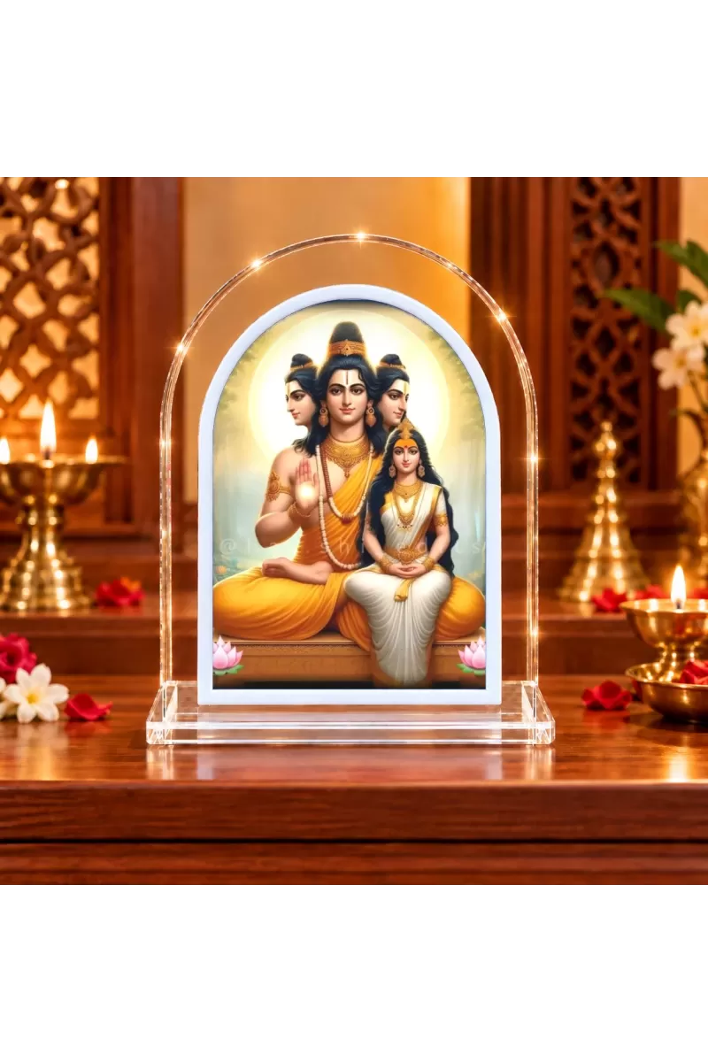 Lord Dattatreya L Shape Acrylic Showpiece 3 X 3.5 Inch For Home, Office And Car (F175860)
