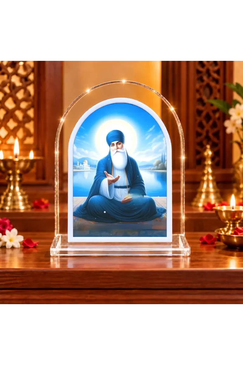Guru Nanak Dev Ji L Shape Acrylic Showpiece 3 X 3.5 Inch For Home, Office And Car (F175867)