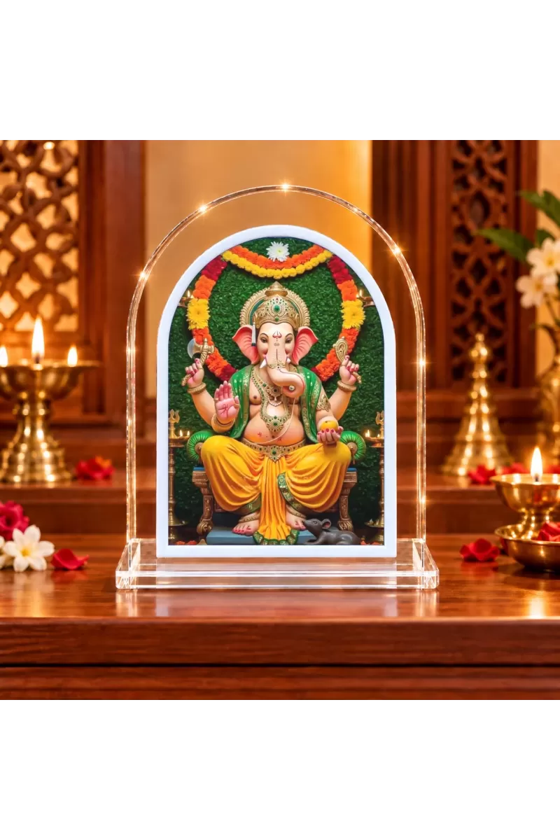 Lord Ganesha L Shape Acrylic Showpiece 3 X 3.5 Inch For Home, Office And Car (F175868)
