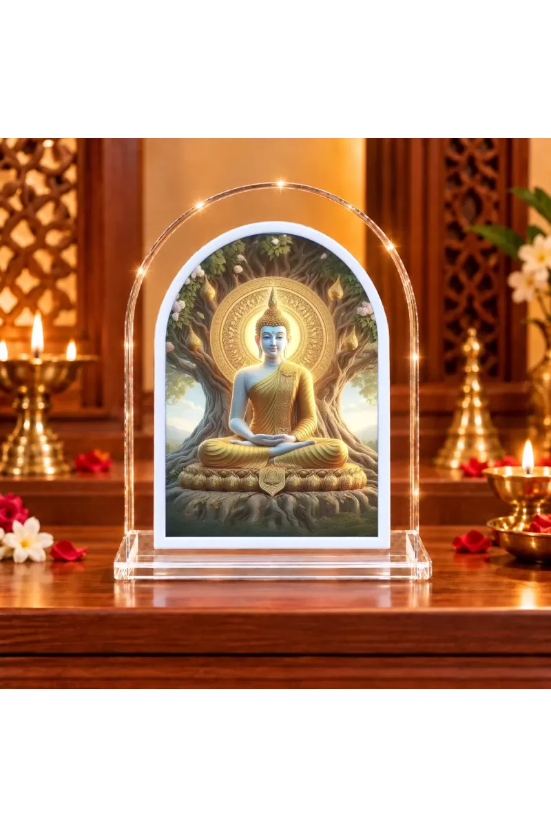 Buddha L Shape Acrylic Showpiece 3 X 3.5 Inch For Home, Office And Car (F175869)