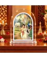 Radha Krishna L Shape Acrylic Showpiece 3 X 3.5 Inch For Home, Office And Car (F175872)