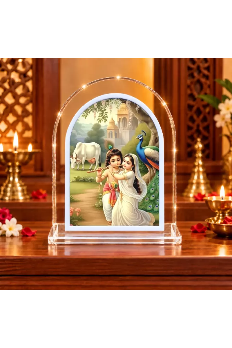 Radha Krishna L Shape Acrylic Showpiece 3 X 3.5 Inch For Home, Office And Car (F175872)