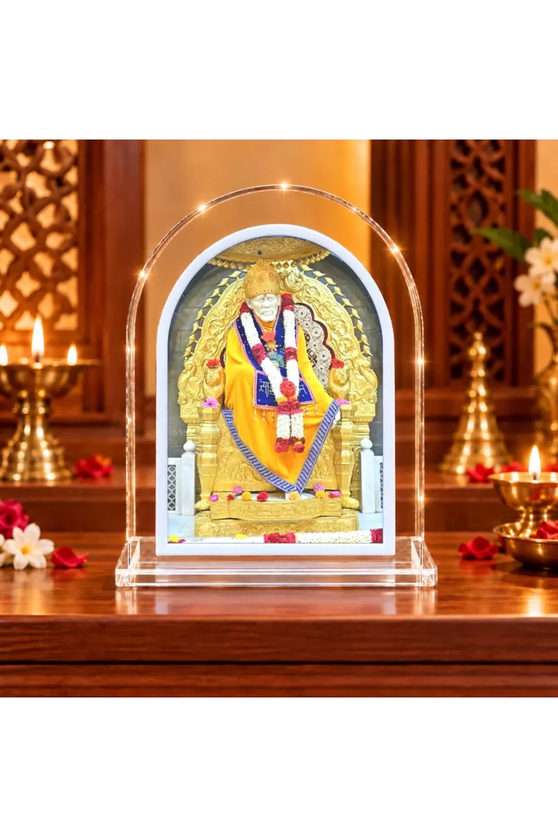 Shirdi Sai Baba L Shape Acrylic Showpiece 3 X 3.5 Inch For Home, Office And Car (F175873)