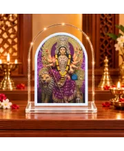 Durga Maa L Shape Acrylic Showpiece 3 X 3.5 Inch For Home, Office And Car (F175874)
