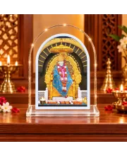 Shirdi Sai Baba L Shape Acrylic Showpiece 3 X 3.5 Inch For Home, Office And Car (F175877)