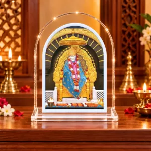 Shirdi Sai Baba L Shape Acrylic Showpiece 3 X 3.5 Inch For Home, Office And Car (F175877)