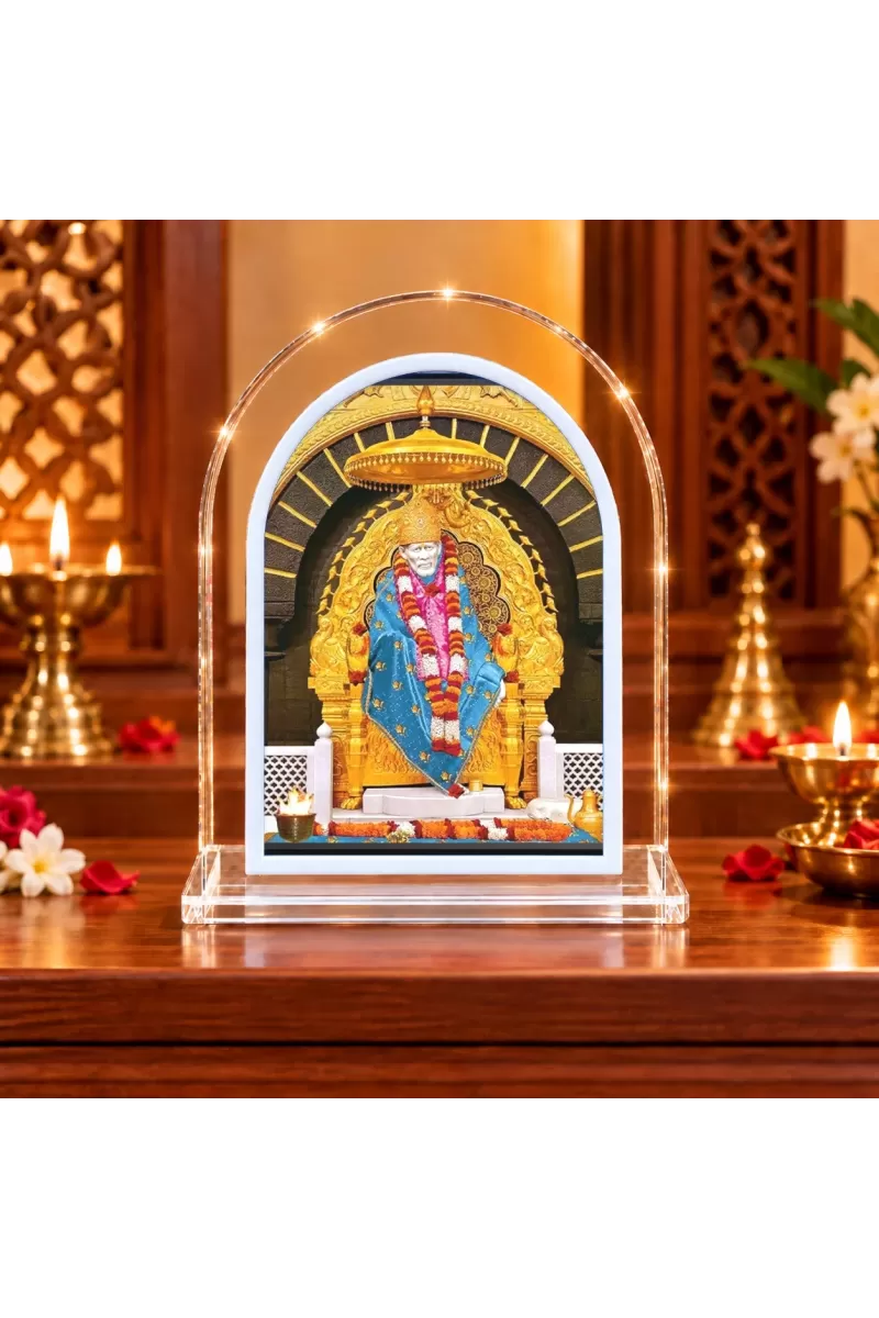 Shirdi Sai Baba L Shape Acrylic Showpiece 3 X 3.5 Inch For Home, Office And Car (F175877)