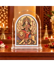 Durga Maa L Shape Acrylic Showpiece 3 X 3.5 Inch For Home, Office And Car (F175881)