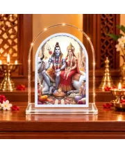 Shiva Parvati L Shape Acrylic Showpiece 3 X 3.5 Inch For Home, Office And Car (F175882)