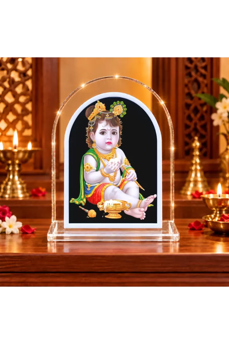 Baby Krishna L Shape Acrylic Showpiece 3 X 3.5 Inch For Home, Office And Car (F175883)