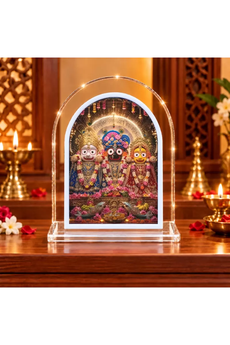 Jagannath Balabhadra Subhadra L Shape Acrylic Showpiece 3 X 3.5 Inch For Home, Office And Car (F175886)