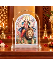 Durga Maa L Shape Acrylic Showpiece 3 X 3.5 Inch For Home, Office And Car (F175888)