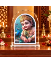 Lord Krishna L Shape Acrylic Showpiece 3 X 3.5 Inch For Home, Office And Car (F175892)