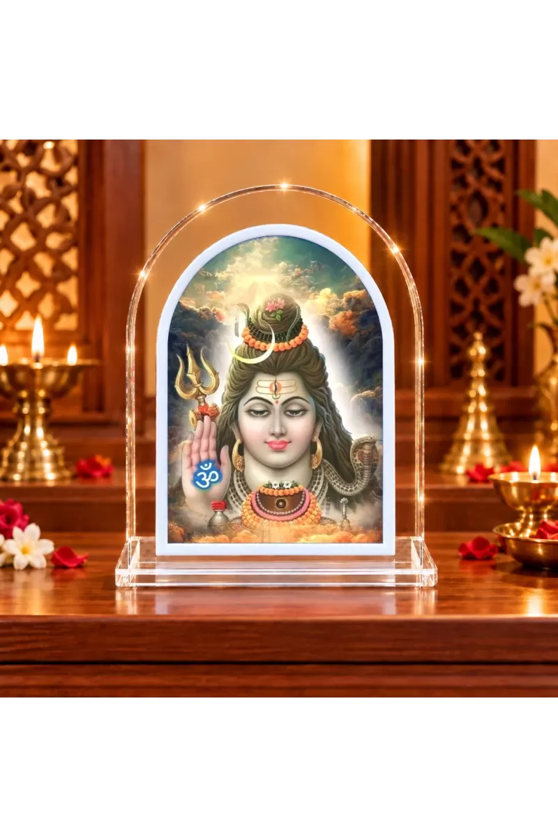 Lord Shiva L Shape Acrylic Showpiece 3 X 3.5 Inch For Home, Office And Car (F175893)