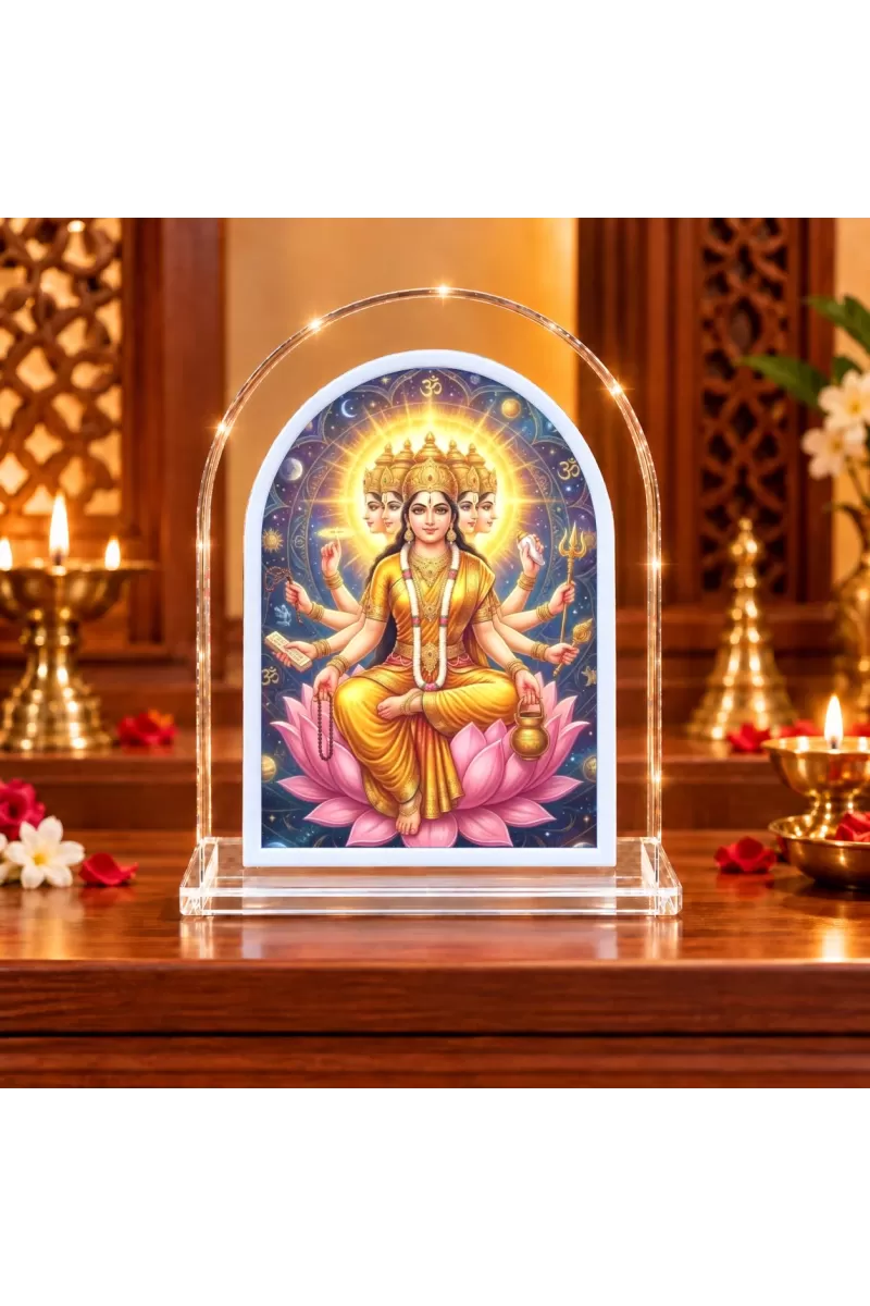 Gayatri Mata L Shape Acrylic Showpiece 3 X 3.5 Inch For Home, Office And Car (F175901)