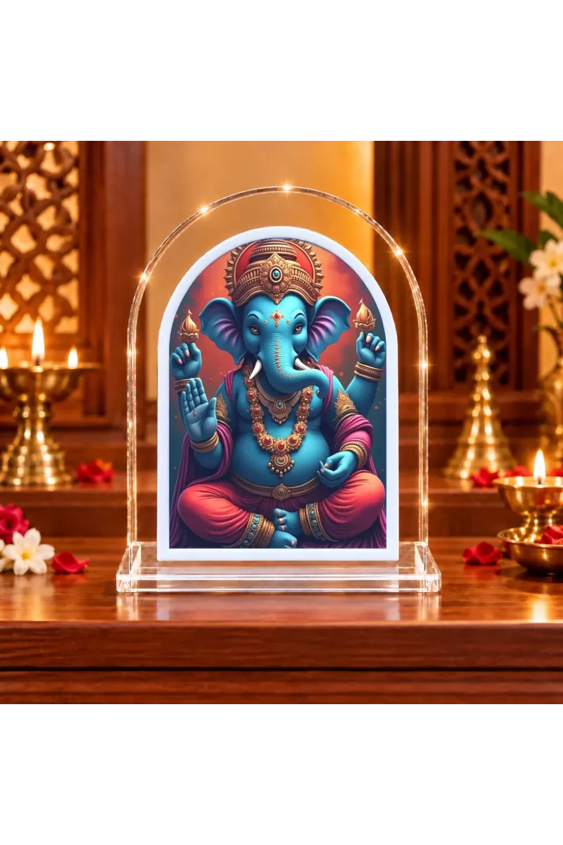 Lord Ganesha L Shape Acrylic Showpiece 3 X 3.5 Inch For Home, Office And Car (F175902)