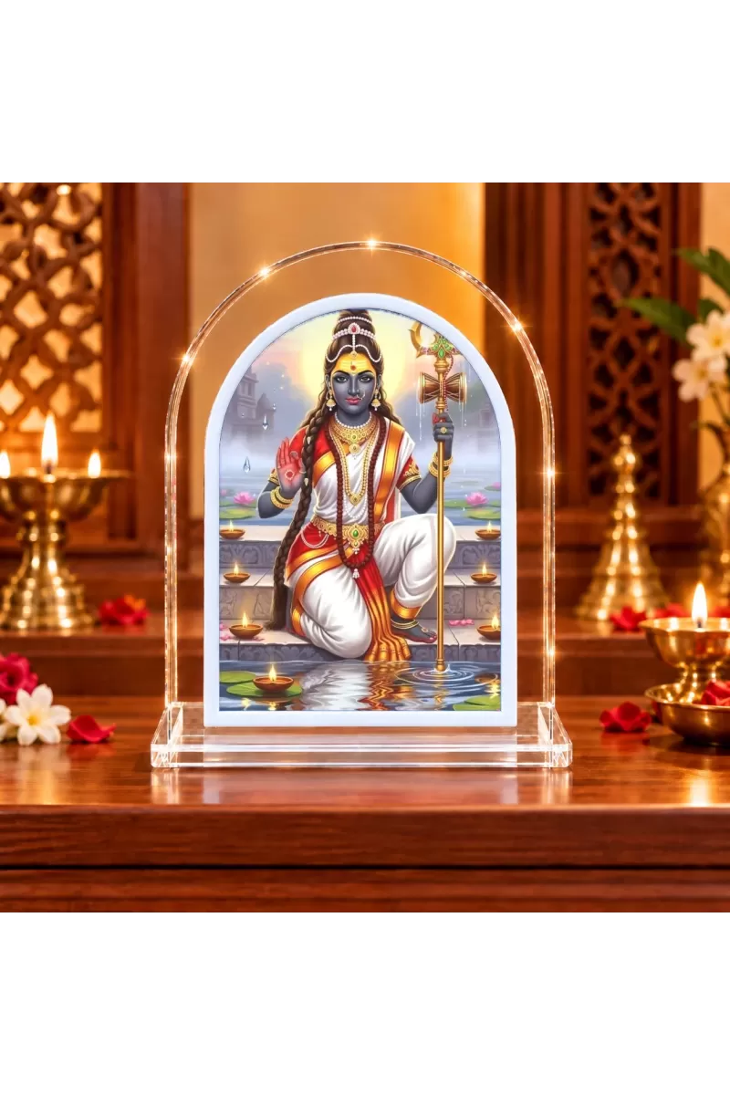 Durga Maa L Shape Acrylic Showpiece 3 X 3.5 Inch For Home, Office And Car (F175903)