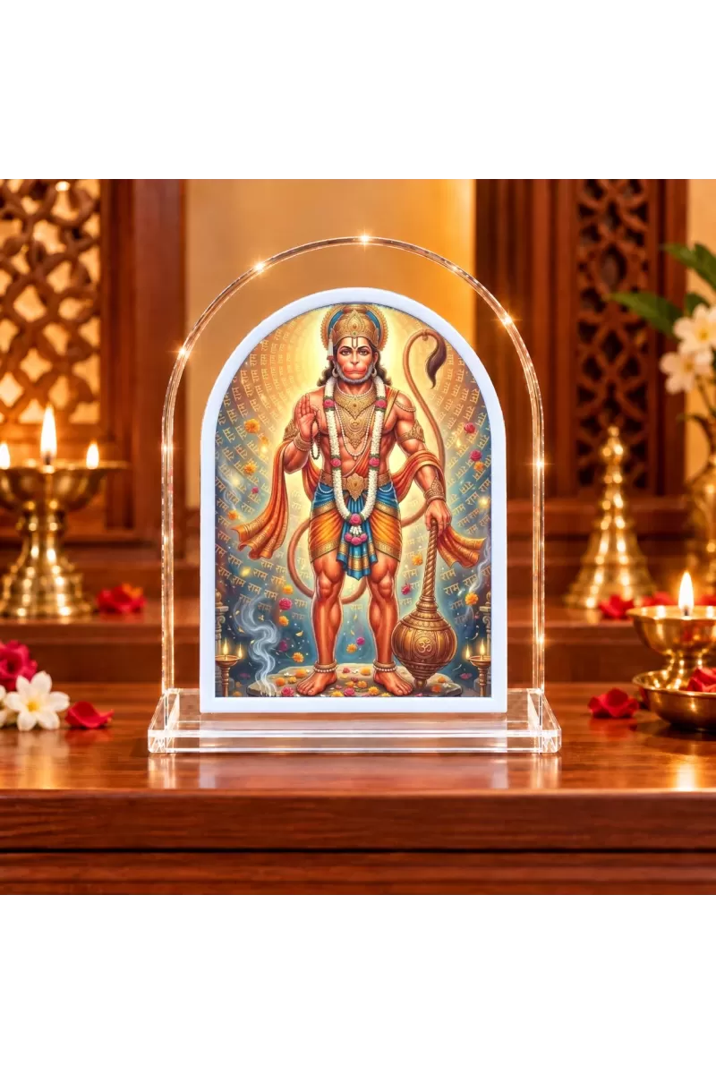 Hanuman L Shape Acrylic Showpiece 3 X 3.5 Inch For Home, Office And Car (F175904)