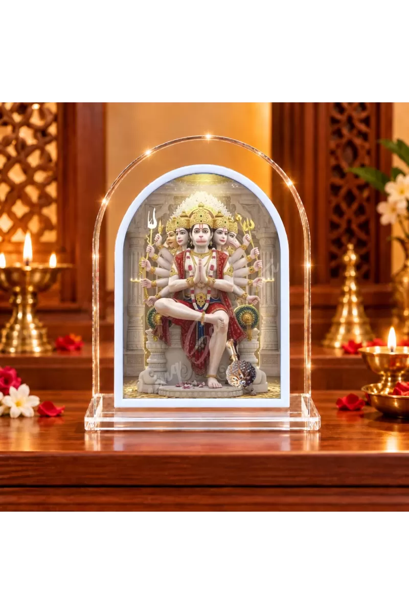 Panchmukhi Hanuman L Shape Acrylic Showpiece 3 X 3.5 Inch For Home, Office And Car (F175905)