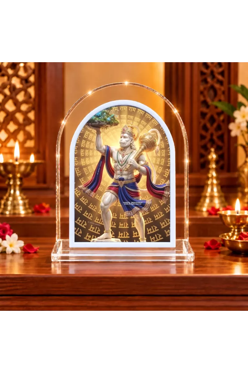 Hanuman L Shape Acrylic Showpiece 3 X 3.5 Inch For Home, Office And Car (F175907)