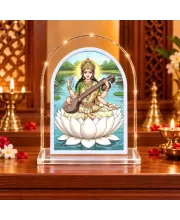 Goddess Saraswati L Shape Acrylic Showpiece 3 X 3.5 Inch For Home, Office And Car (F175912)