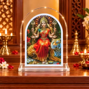 Durga Maa L Shape Acrylic Showpiece 3 X 3.5 Inch For Home, Office And Car (F175913)