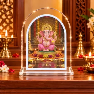 Lord Ganesha L Shape Acrylic Showpiece 3 X 3.5 Inch For Home, Office And Car (F175915)