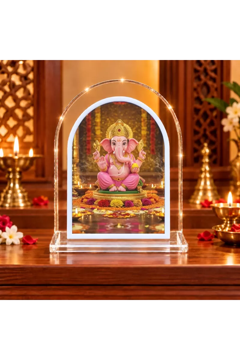 Lord Ganesha L Shape Acrylic Showpiece 3 X 3.5 Inch For Home, Office And Car (F175915)