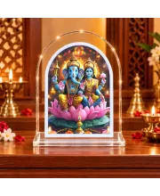 Lord Ganesh And Lakshmi L Shape Acrylic Showpiece 3 X 3.5 Inch For Home, Office And Car (F175918)