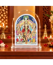 Maa Durga Family L Shape Acrylic Showpiece 3 X 3.5 Inch For Home, Office And Car (F175923)