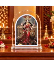 Durga Maa L Shape Acrylic Showpiece 3 X 3.5 Inch For Home, Office And Car (F175925)