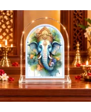 Lord Ganesha L Shape Acrylic Showpiece 3 X 3.5 Inch For Home, Office And Car (F175926)