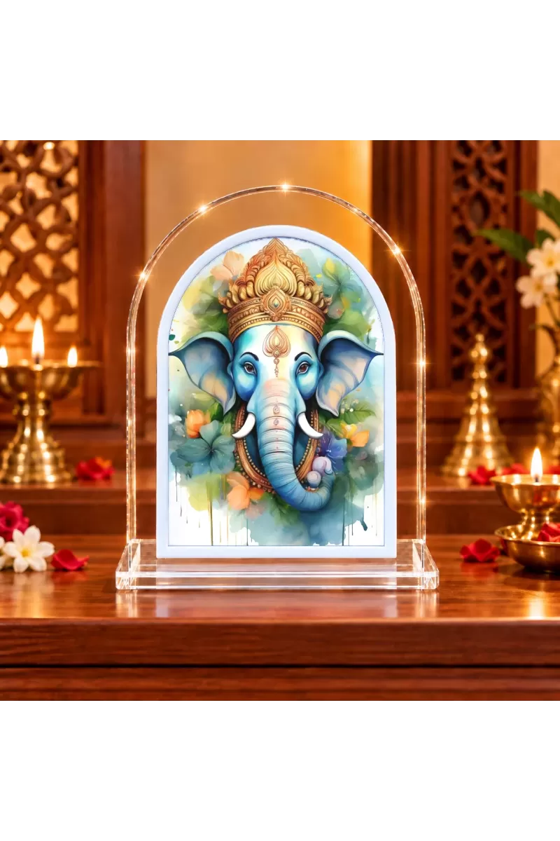 Lord Ganesha L Shape Acrylic Showpiece 3 X 3.5 Inch For Home, Office And Car (F175926)