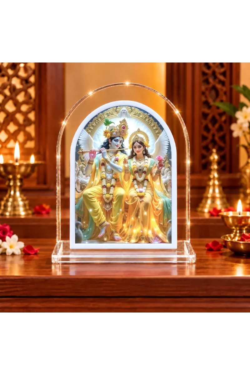 Radha Krishna L Shape Acrylic Showpiece 3 X 3.5 Inch For Home, Office And Car (F175927)
