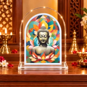 Buddha L Shape Acrylic Showpiece 3 X 3.5 Inch For Home, Office And Car (F175928)